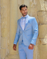 Abito taglio smoking  Glitterato celeste